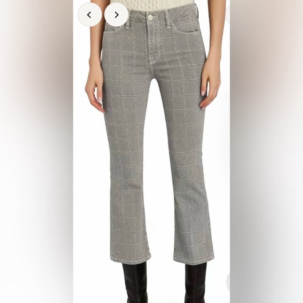 Frame Denim Gray Windowpane Flare Jeans